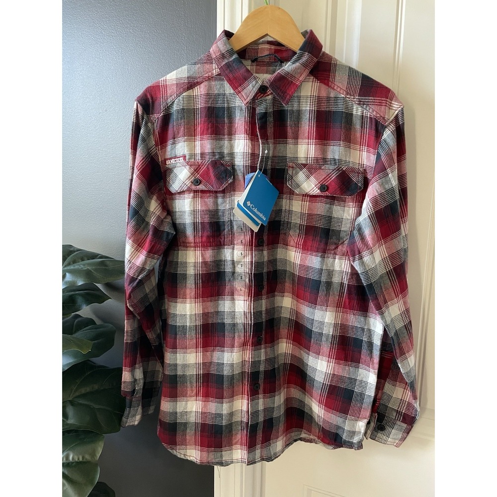 Columbia Gamecock Flannel B/D Shirt Small Red Black White Plaid NWT w/Free Mask!